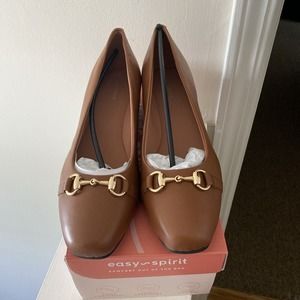 Easy Spirit Guliana Medium Brown Leather Comfort Wedge Pump Woman’s Size 10M